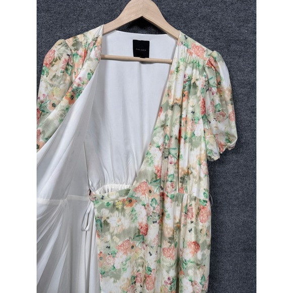 Alex Marie Size 10 Wrap Midi Dress White Feminine Garden Party Ruffled Floral - Picture 9 of 13